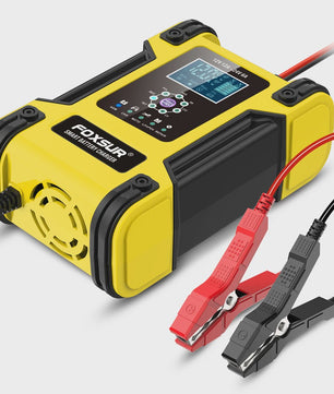 Foxsur Slimme Automatische Acculader 12V/24V met Digitaal Display en Reparatie Modus