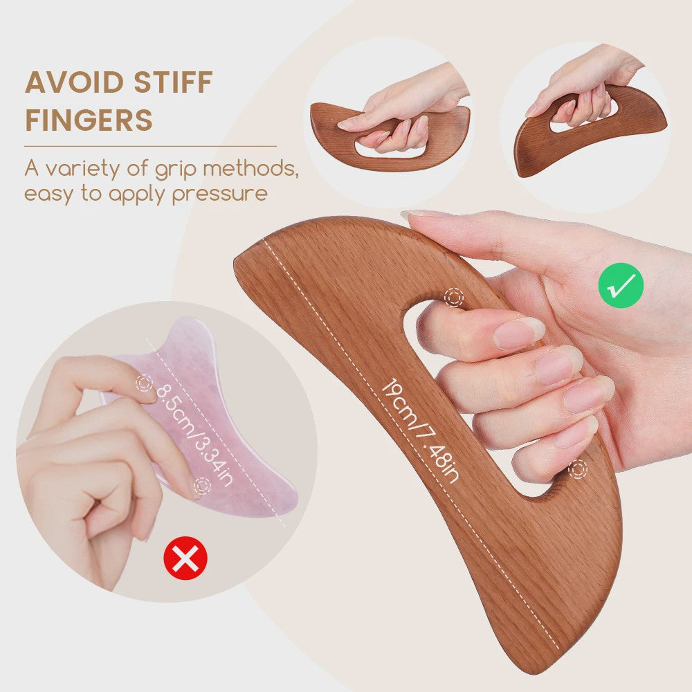 Houten Guasha Board & Lymfedrainage Massager - Ontspanning en Herstel