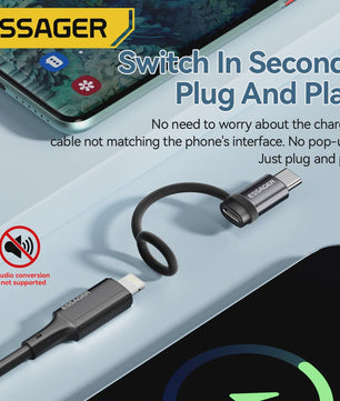 Essager Lighting naar USB-C OTG Adapter - 3A Snelladen & Data voor iPhone/Type-C