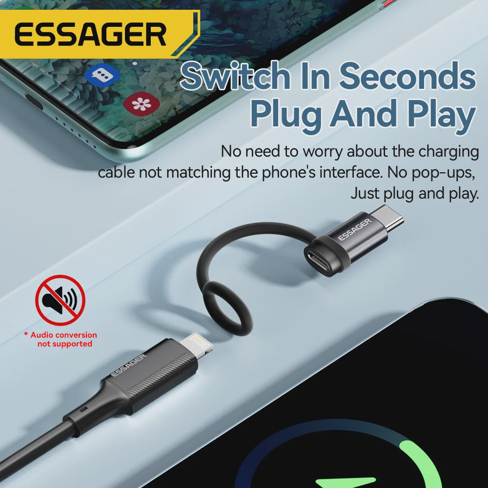 Essager Lighting naar USB-C OTG Adapter - 3A Snelladen & Data voor iPhone/Type-C