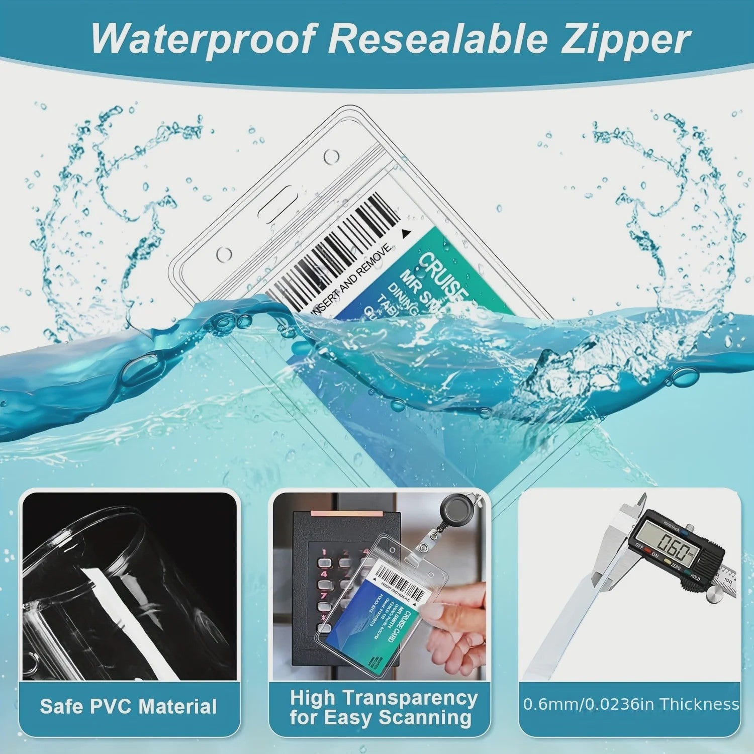 Zwarte Badgehouder Set met Intrekbare Lanyard, Waterdichte Kaarthouder & Karabijnsluiting