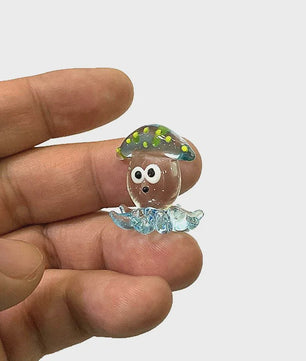 Schattig Mini Glazen Calamari Beeldje - Japans Stijl Zeedier Ornament voor Tafel & Aquarium Decoratie