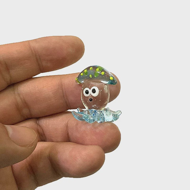 Schattig Mini Glazen Calamari Beeldje - Japans Stijl Zeedier Ornament voor Tafel & Aquarium Decoratie