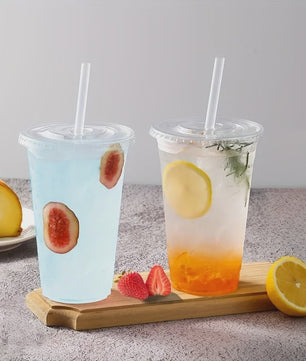 50x Plastic Bekers met Deksel (12/16 OZ) - Ideaal voor Koude Dranken, Smoothies & Feestjes