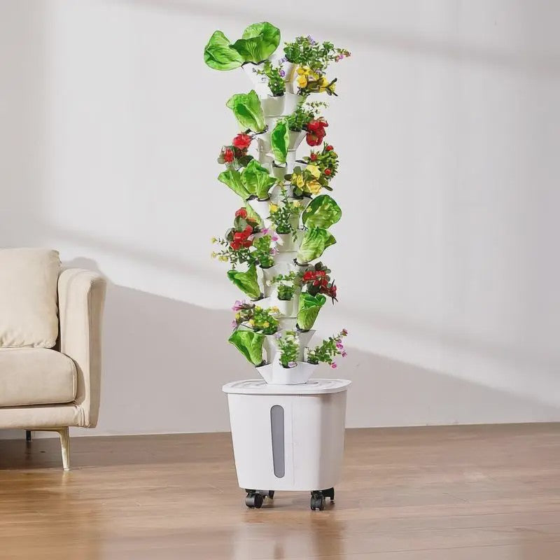 Verticale Hydroponische Toren Tuin - 50 Plantplekken met Waterpomp & Wielen