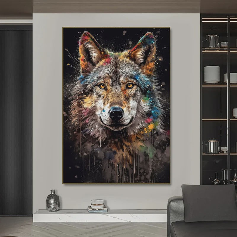Abstracte Dieren Canvas Poster: Leeuw, Tijger, Aap, Uil - Muurdecoratie Woonkamer