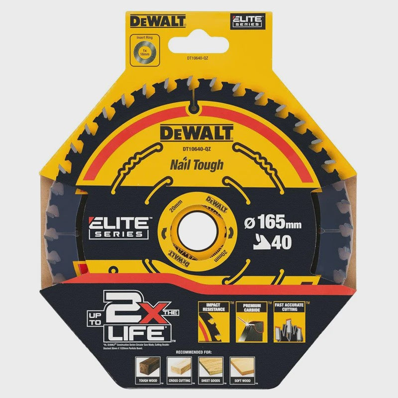 DEWALT Cirkelzaagblad DT10640 - 165mm 40T - Duurzaam & Multifunctioneel