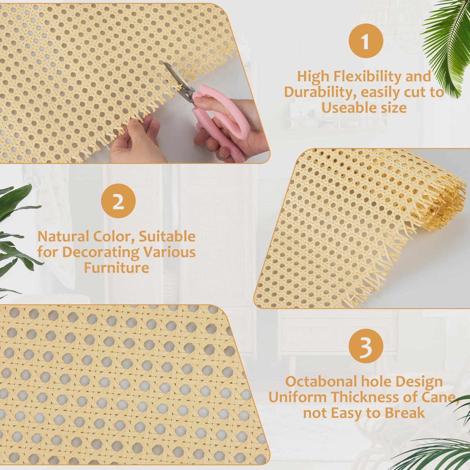Rattan Rotan Webbing 40-45cm Breed - Natuurlijk Rotan Gaas voor Meubels & DIY Projecten