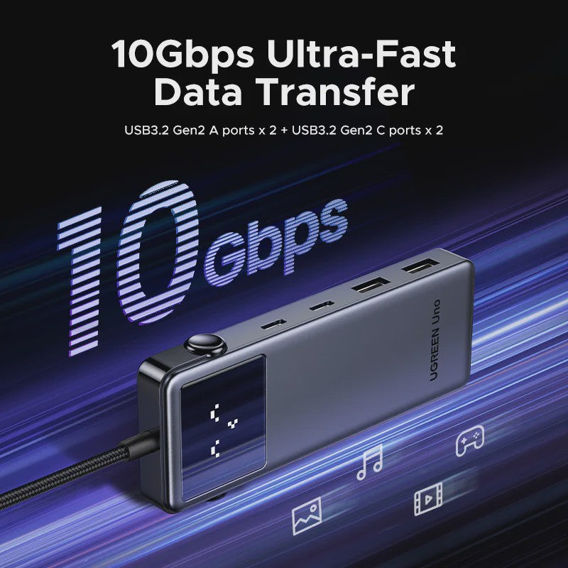 UGREEN Uno 6-in-1 USB-C Hub: 4K60Hz, 100W PD, 10Gbps Data Transfer & Docking Station