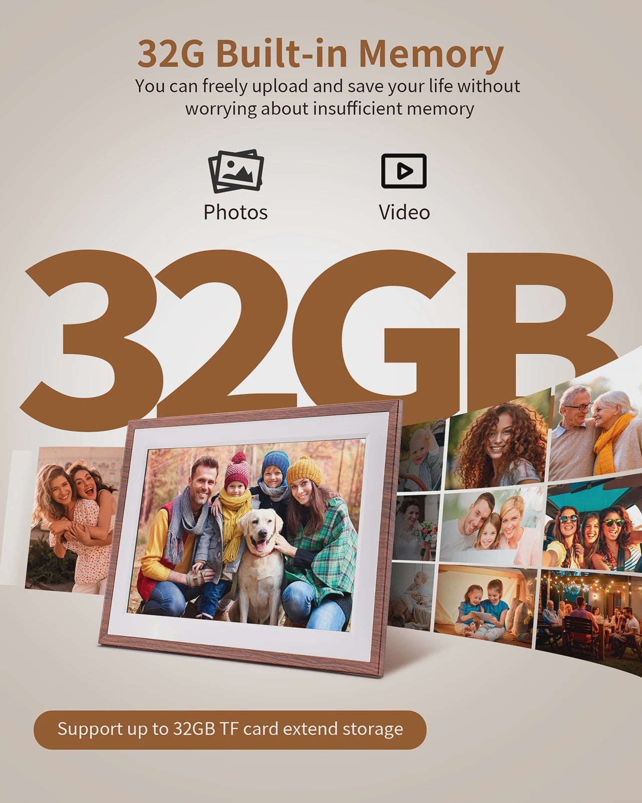 Frameo 10.1" HD WiFi Digitale Fotolijst - Cloud Smart, 32GB Opslag, IPS Touchscreen
