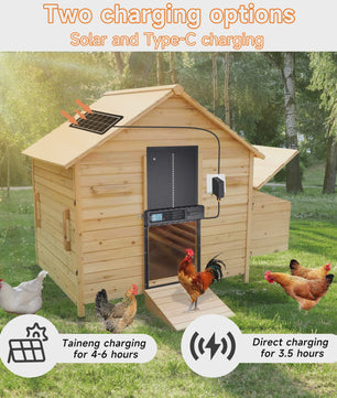 Automatische Kippenhok Deur met Timer, USB & Zonne-energie Opladen, Anti-knijp