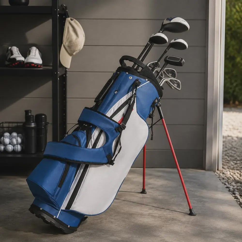 Complete Linkshandige Golfset met Grafiet Shafts en Standbag: 3 Woods, 5 Irons, Putter