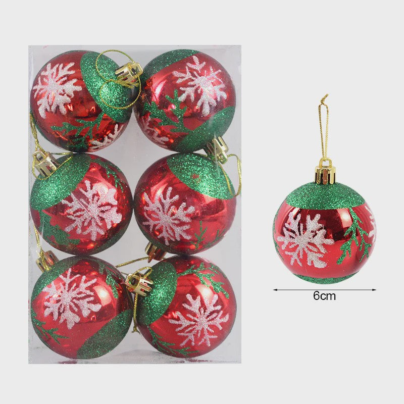 Set van 6 Kerstballen - 6cm Diameter - Decoratieve Kerstboom Hangers