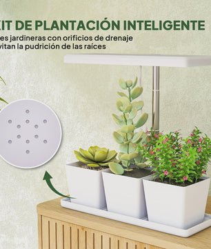 Outsunny Groeilamp voor Binnenplanten - 30 LED's, Volledig Spectrum, In Hoogte Verstelbaar met Timer