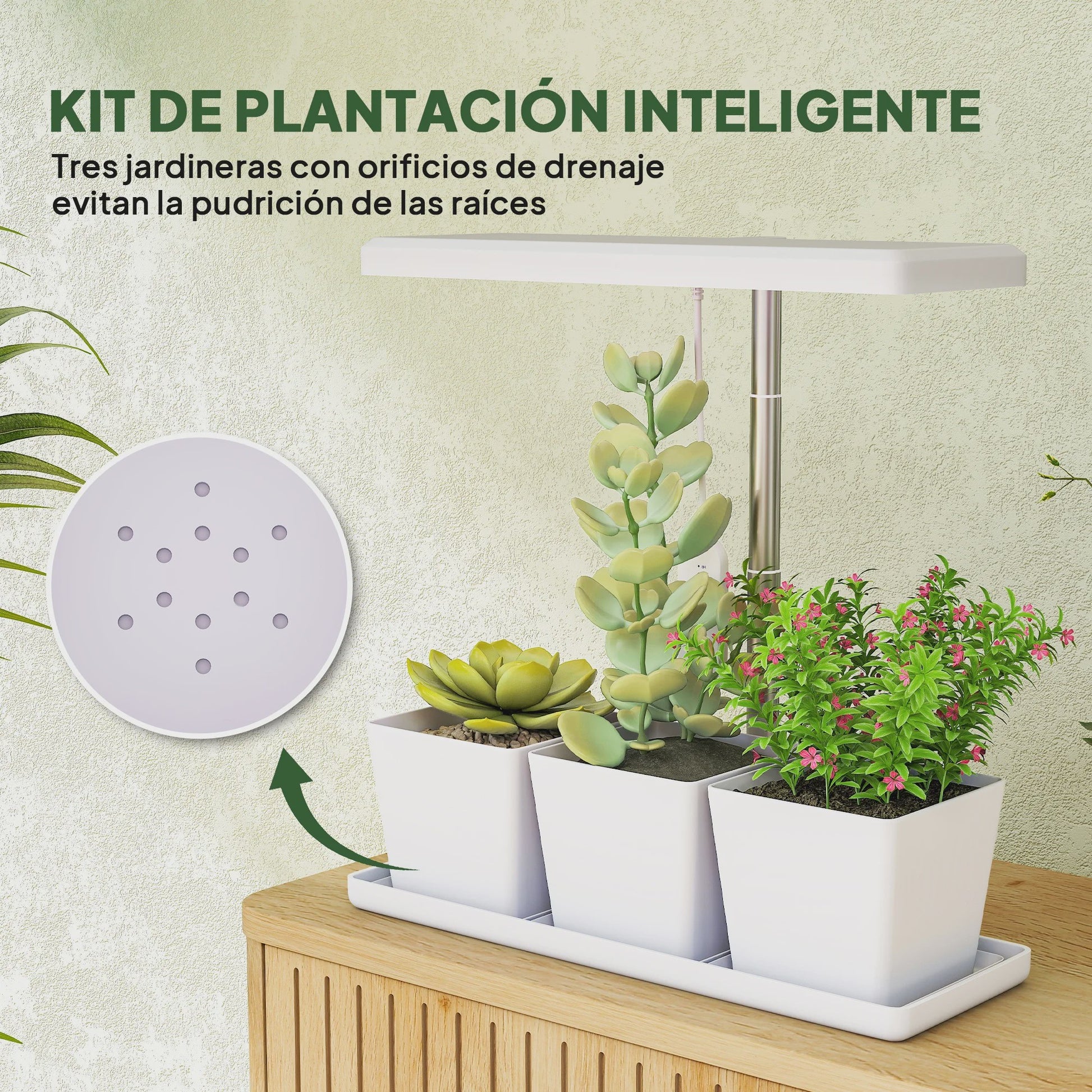 Outsunny Groeilamp voor Binnenplanten - 30 LED's, Volledig Spectrum, In Hoogte Verstelbaar met Timer