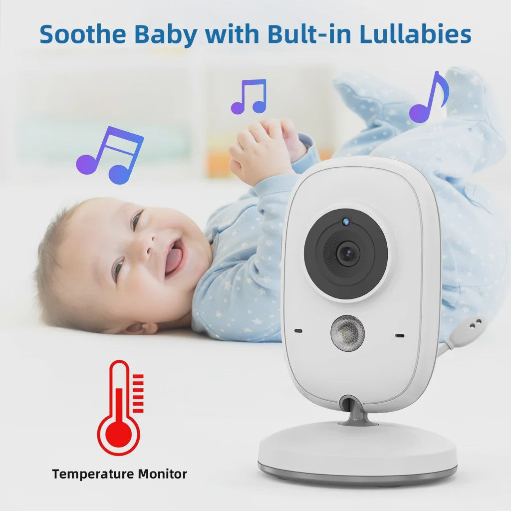 Draadloze Babyfoon met 3.2" Scherm, Nachtzicht, Temperatuur & Melodieën