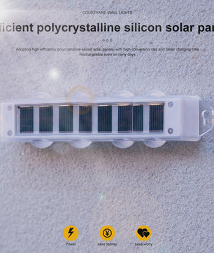 4x LED Solar Wandlampen Waterdicht - Buiten & Tuinverlichting met Boven- en Onderstraal