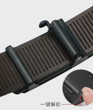 Luxe Heren Riem met Automatische Gesp - PU Leer, Zakelijk & Casual, Geometrisch Design