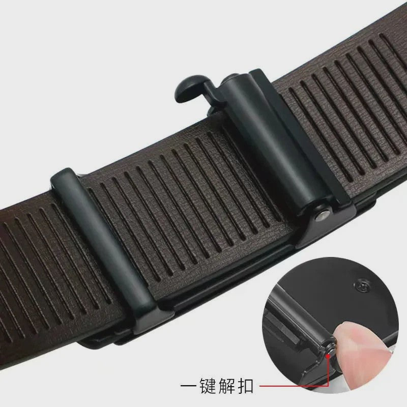 Luxe Heren Riem met Automatische Gesp - PU Leer, Zakelijk & Casual, Geometrisch Design