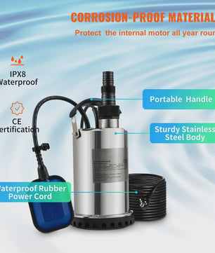 Dompelpomp 550W - 2200W: Krachtige Waterpomp voor Zwembaden, Kelders & Meer