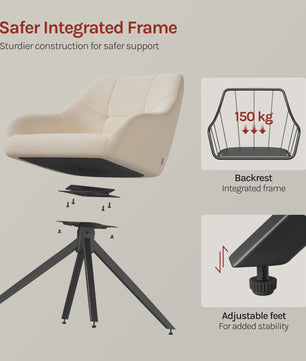 Set van 2 Chenille Eetkamerstoelen - 360° Draaibaar, Ergonomisch & Comfortabel