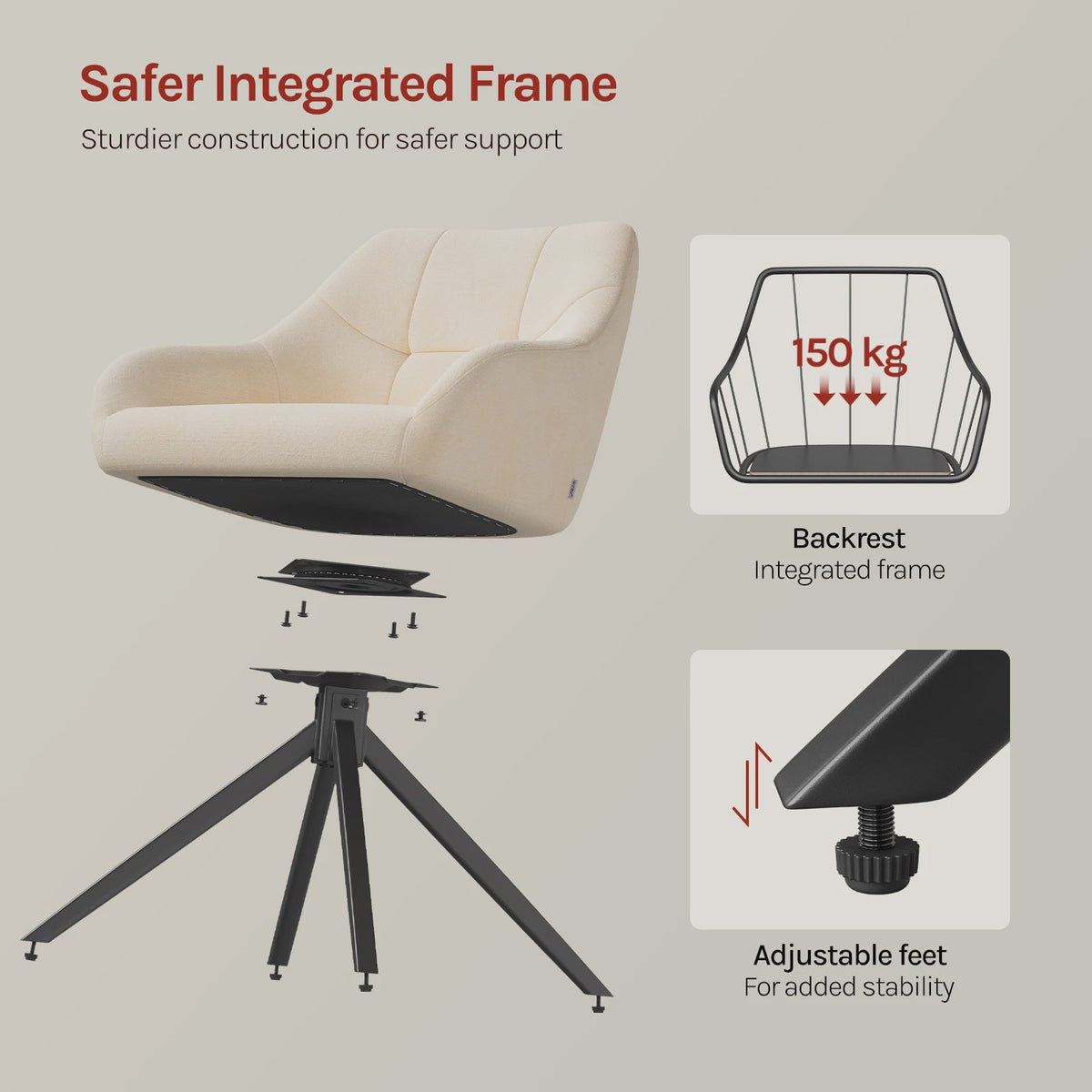 Set van 2 Chenille Eetkamerstoelen - 360° Draaibaar, Ergonomisch & Comfortabel