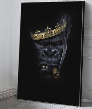 Stoere Gorilla met Sigaren Canvas Schilderij - Unieke Muurdecoratie