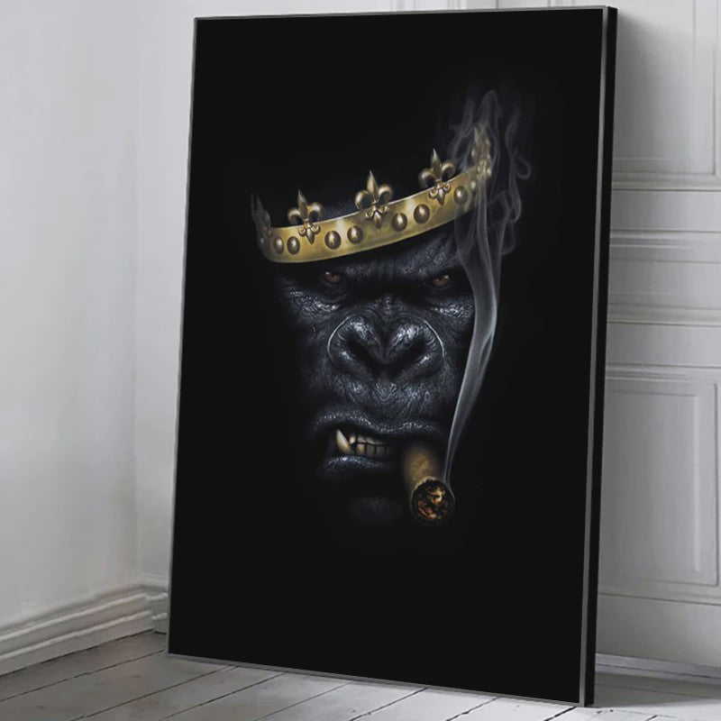 Stoere Gorilla met Sigaren Canvas Schilderij - Unieke Muurdecoratie