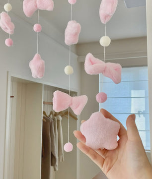 Schattige Strikjes & Sterren Gordijn - Decoratieve Deurhanger voor Meisjeskamer