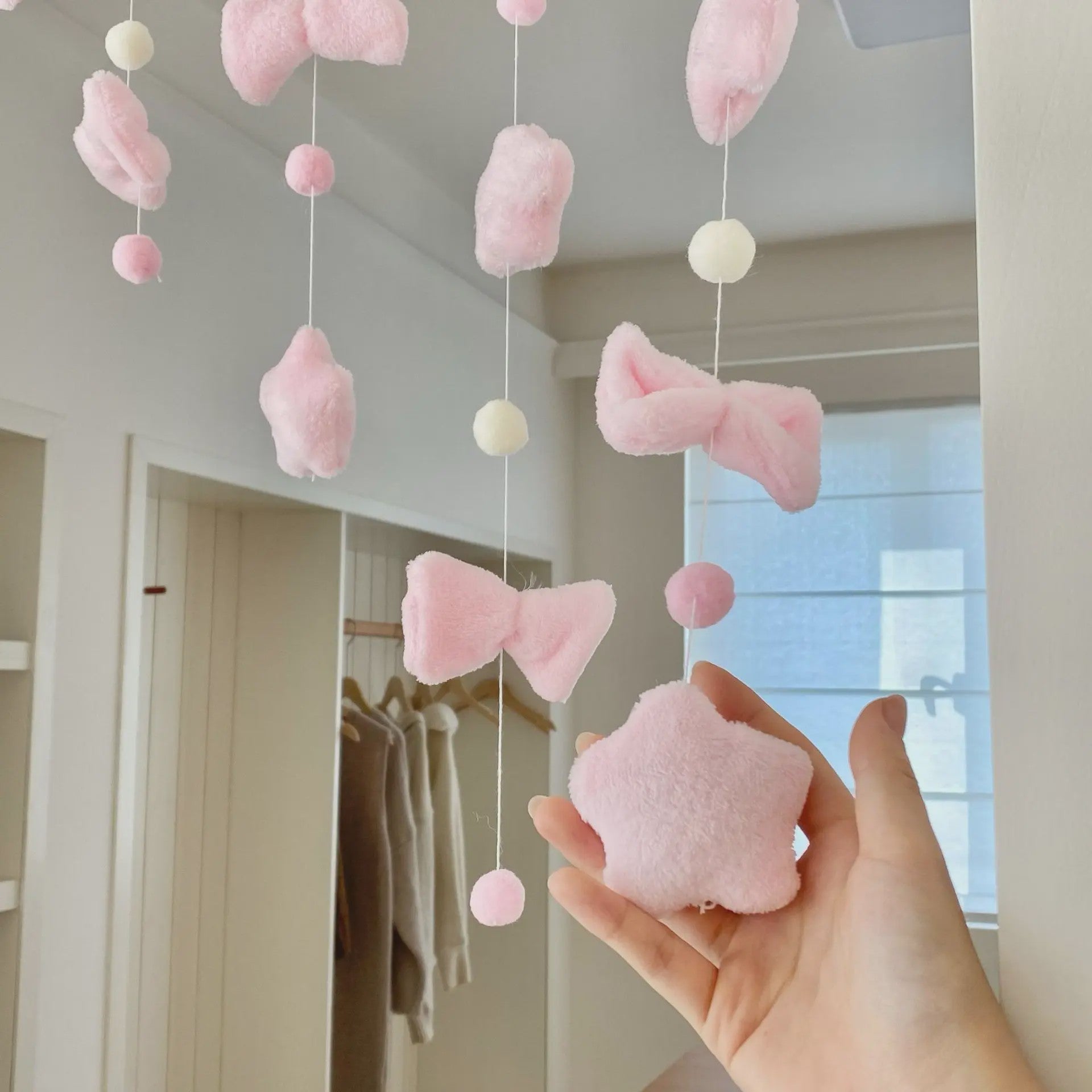 Schattige Strikjes & Sterren Gordijn - Decoratieve Deurhanger voor Meisjeskamer
