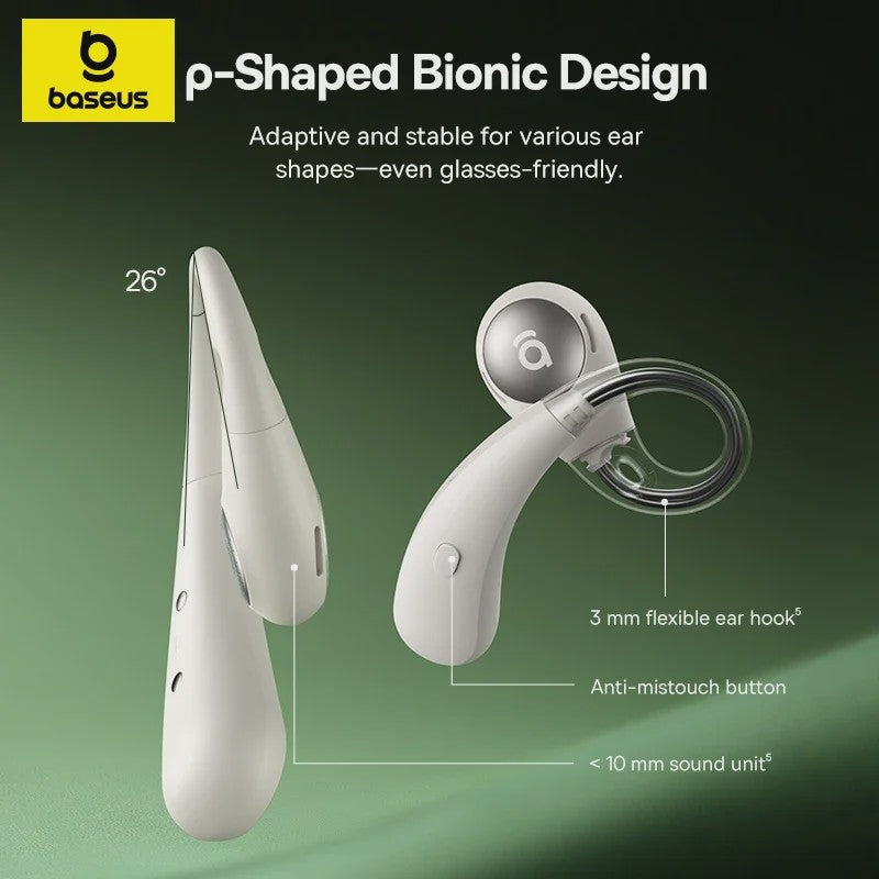 Baseus Eli Sport 2 Open-Ear Oordopjes - Draadloze Sport Oortjes met Bluetooth 6.0, IP57 Waterdicht