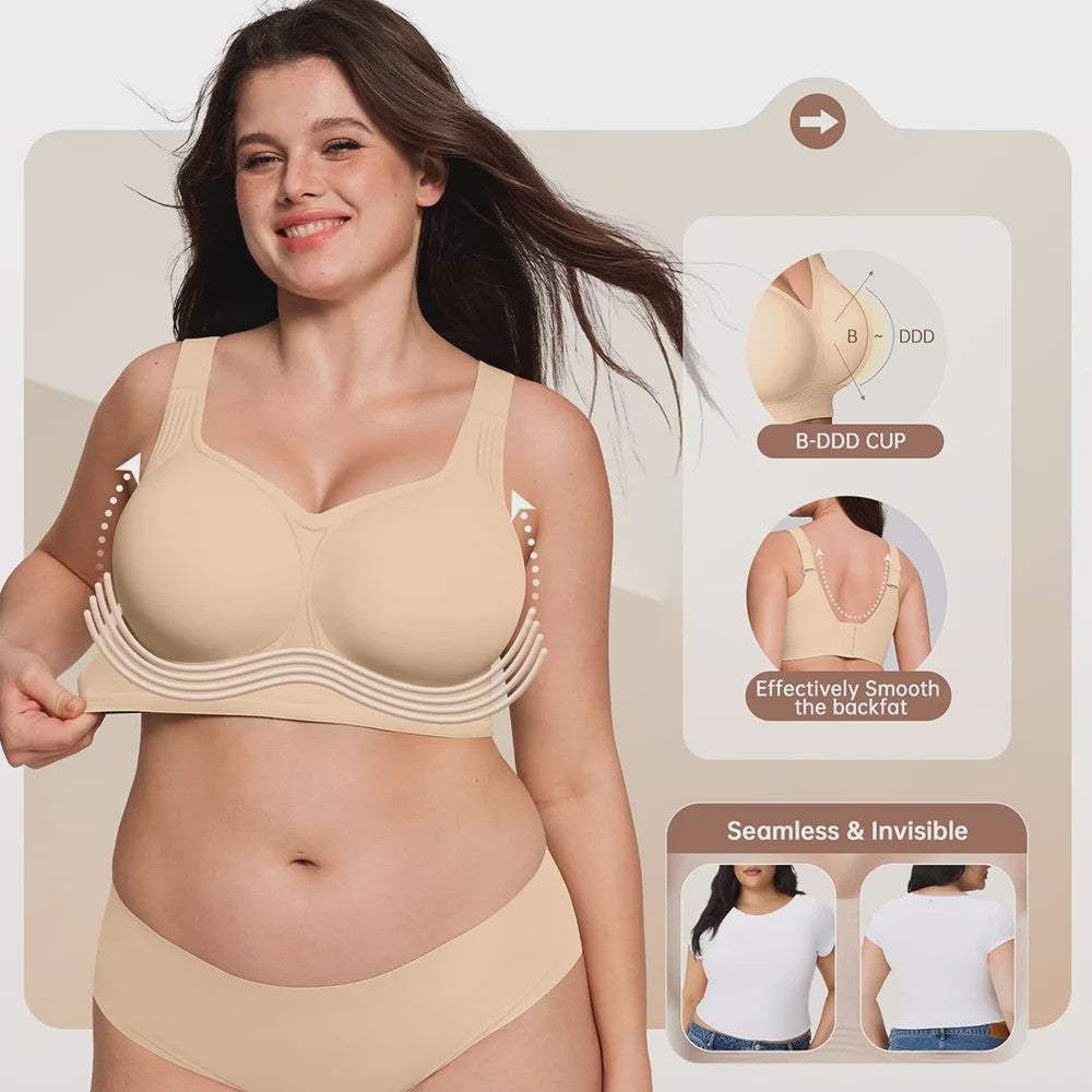 Comfortabele Naadloze Push-Up BH voor Plus Size Dames - Verbergt Rugvet & Biedt Volledige Bedekking