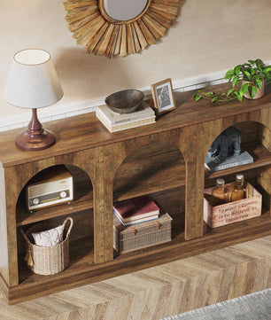 Farmhouse Console Tafel 63 Inch met 3 Niveaus - Houten Entree & Sofa Tafel