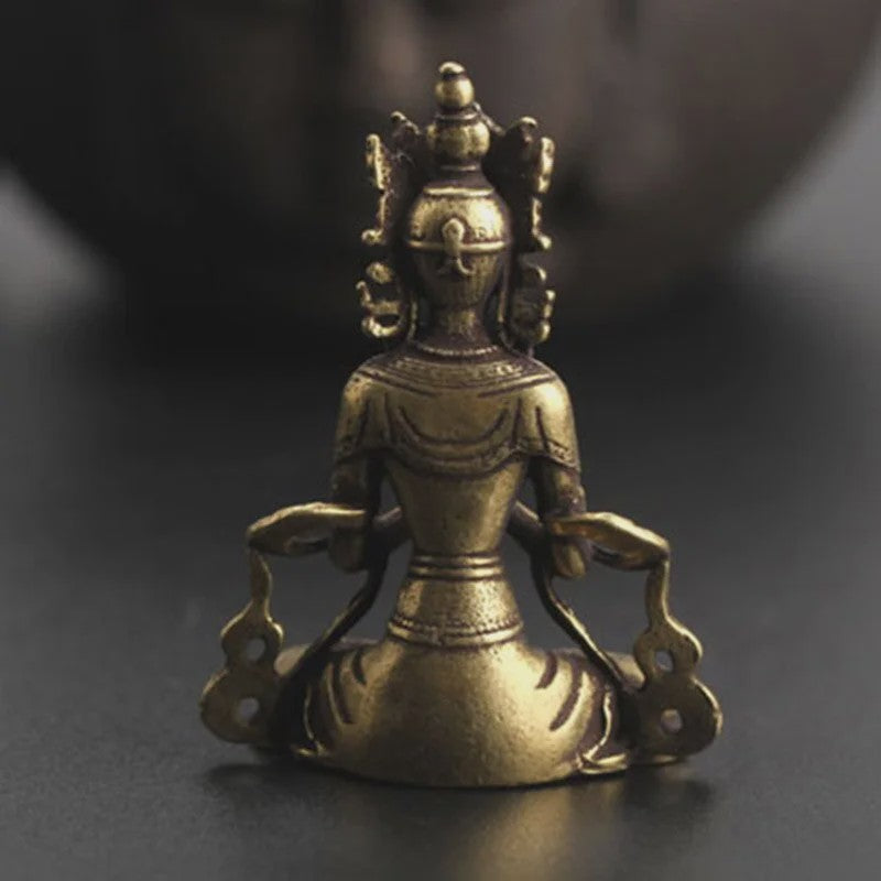 Retro Messing Boeddha Beeldje - Handgemaakt Zen Meditatie Decoratie
