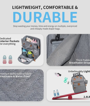 Multifunctionele Baby Luiertas Rugzak met Inklapbaar Babybedje en USB Laadpoort