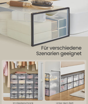 Set van 18 Stapelbare Schoenenboxen met Doorzichtige Deur - SONGMICS