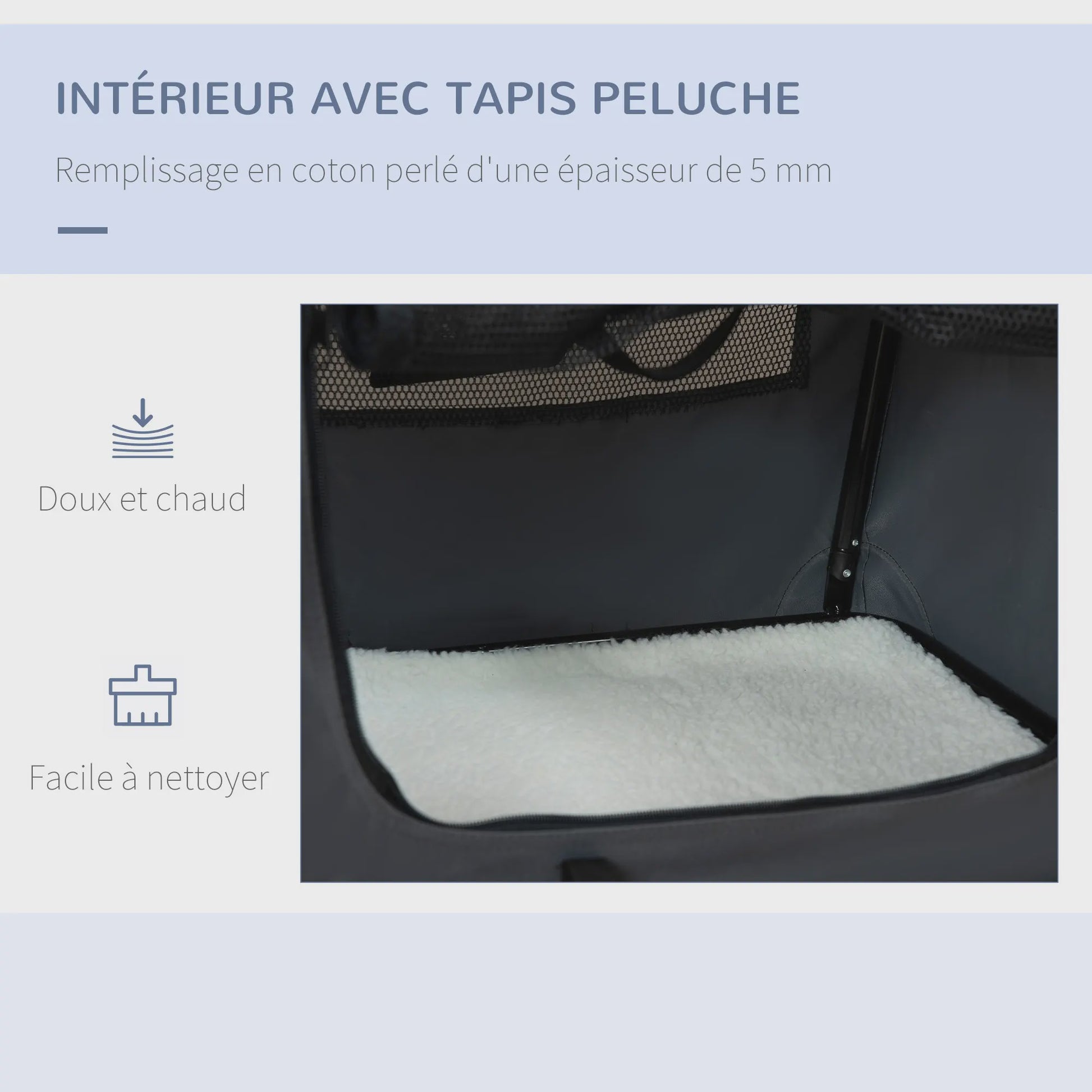 PawHut Opvouwbare Transportbox Hond Kat - Draagbaar & Comfortabel - Grijs
