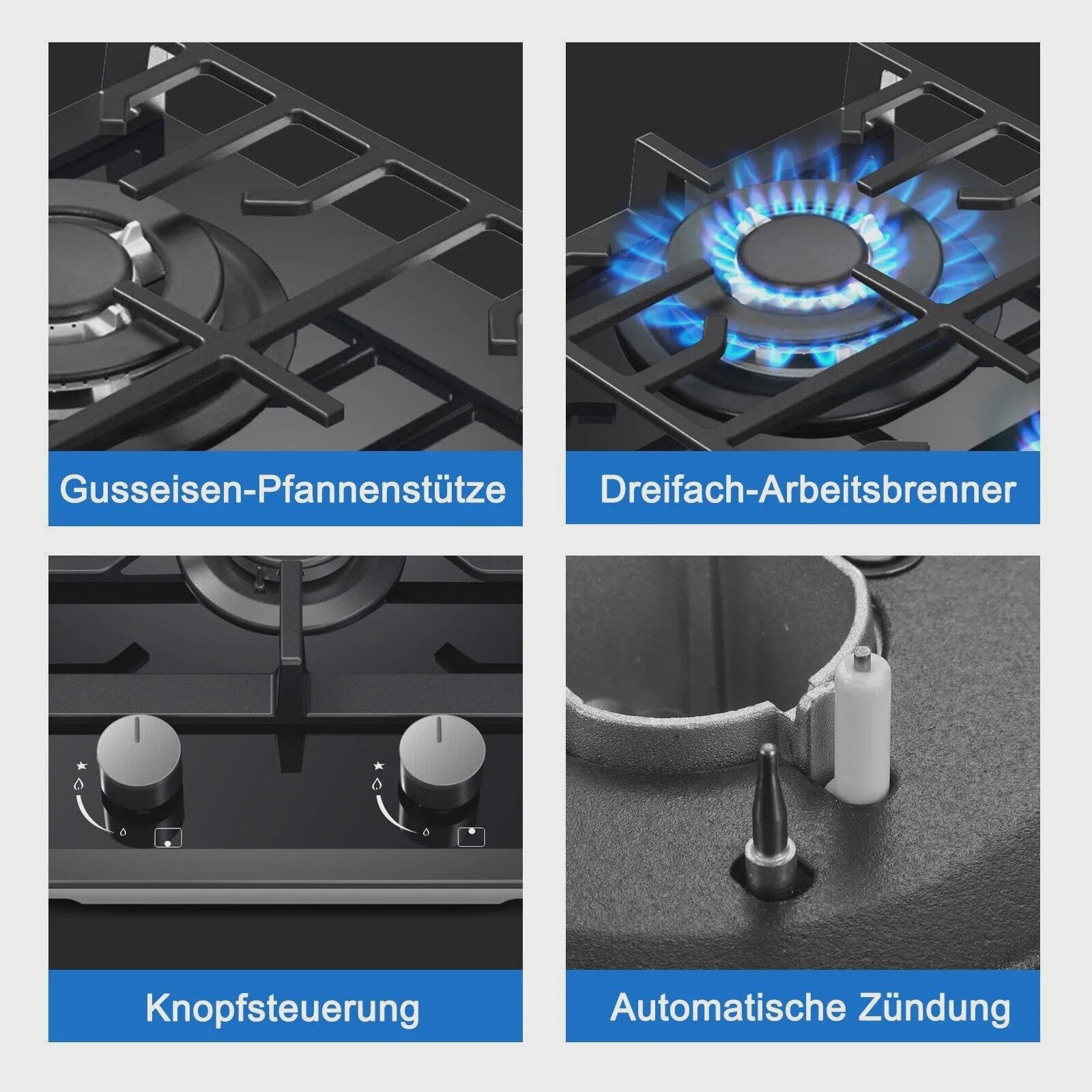 TopStrong 2-pits Gaskookplaat met Keramisch Glas - Aardgas & Propaan