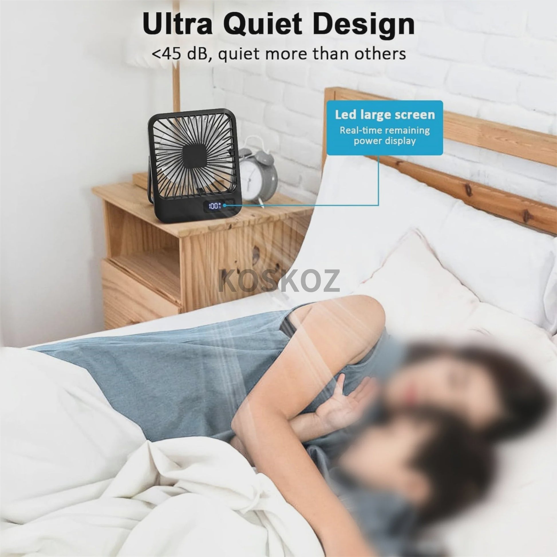 Draagbare USB Ventilator met 5 standen, 180° kantelbaar en stil