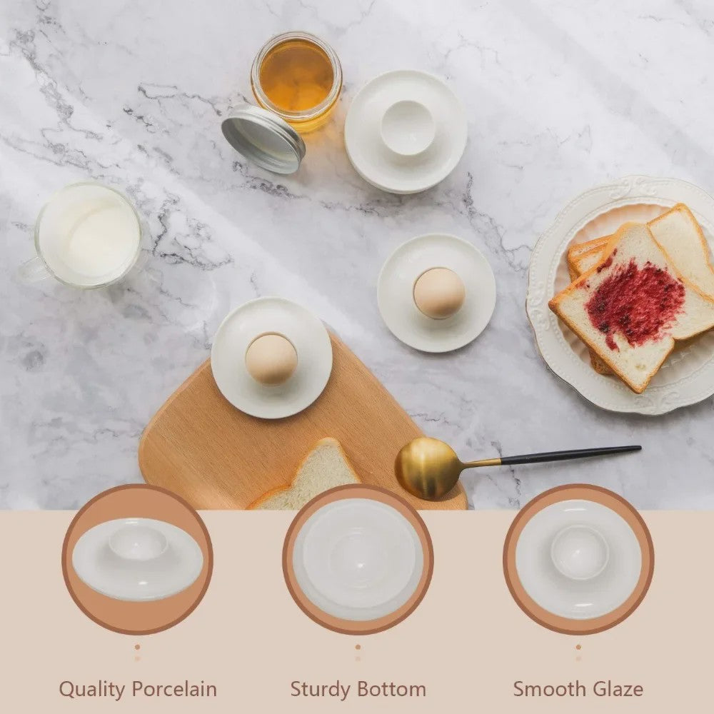 Set van 4 Luxe Porseleinen Eierdopjes - Stapelbaar & Elegant voor Ontbijt