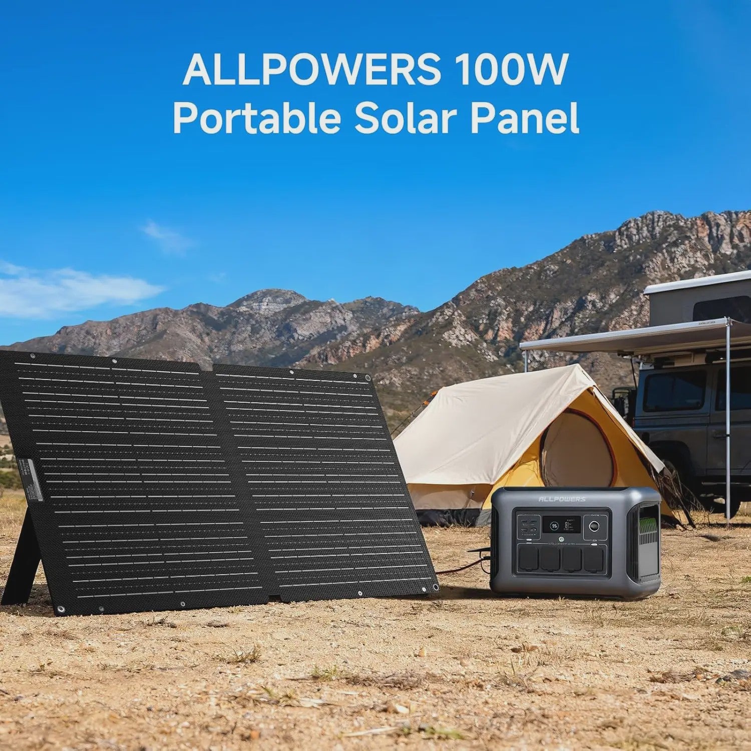 ALLPOWERS SE100 100W Draagbaar Opvouwbaar Zonnepaneel - Monokristallijn, IP67, voor Camping & Noodstroom