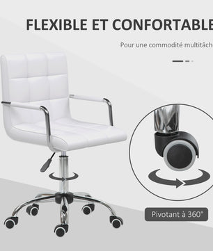 HOMCOM desk Chair armchair manager pivoting height adjustable white padding synthetic coating