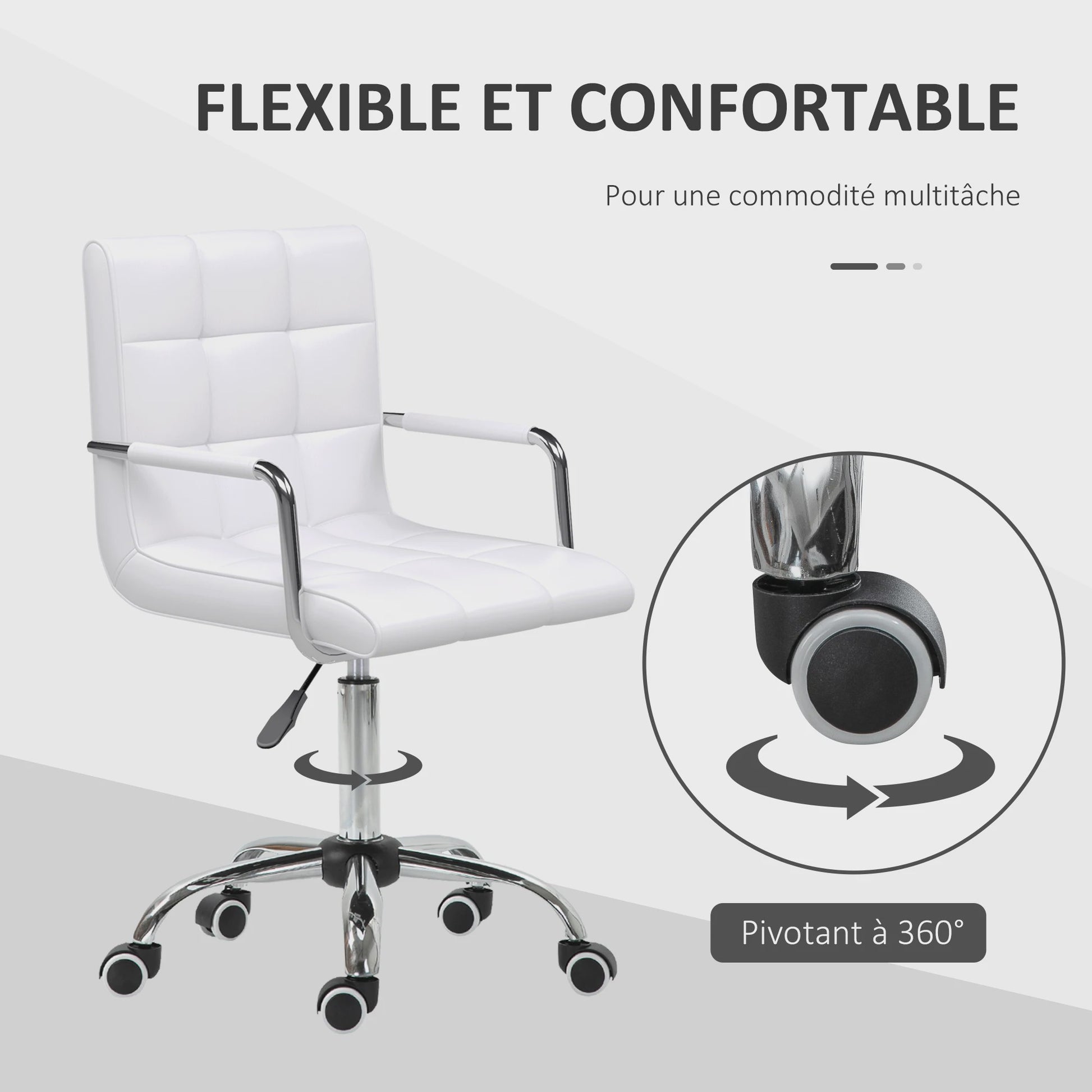 HOMCOM desk Chair armchair manager pivoting height adjustable white padding synthetic coating