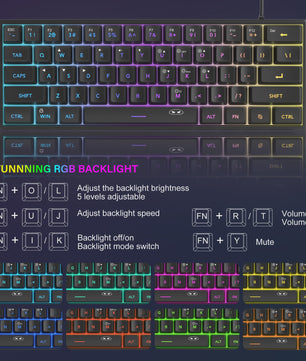 MageGee Mini 60% Gaming Toetsenbord met RGB Backlit, 61 Toetsen, Compact & Ergonomisch