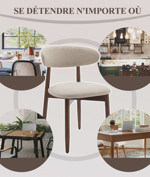 Set van 2 Beige Eetkamerstoelen - Scandinavische Stijl, Modern & Gestoffeerd met Houten Poten