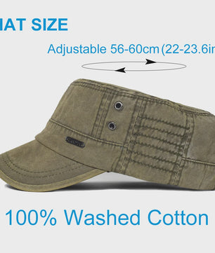 Vintage Washed Cotton Pet Cap - Stijlvolle Platte Pet voor Heren en Dames