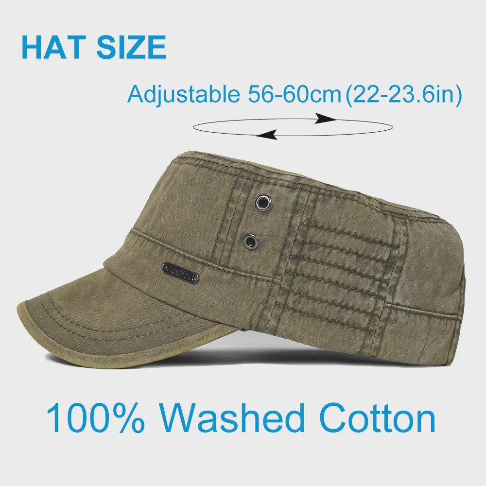 Vintage Washed Cotton Pet Cap - Stijlvolle Platte Pet voor Heren en Dames