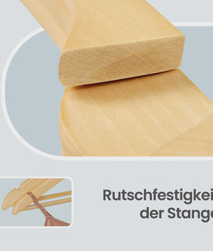 Set van 20 Houten Kledinghangers met Antislip, 360° Draaibare Haak en Inkepingen