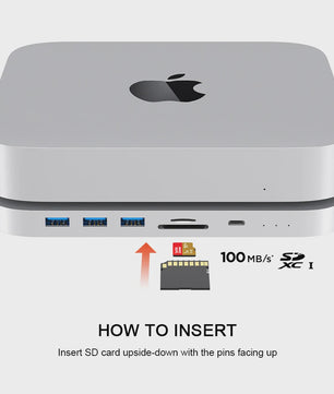 Qwiizlab USB-C Hub Docking Station voor Mac Mini M2/M1 met Dubbele Drive Enclosure & Card Reader