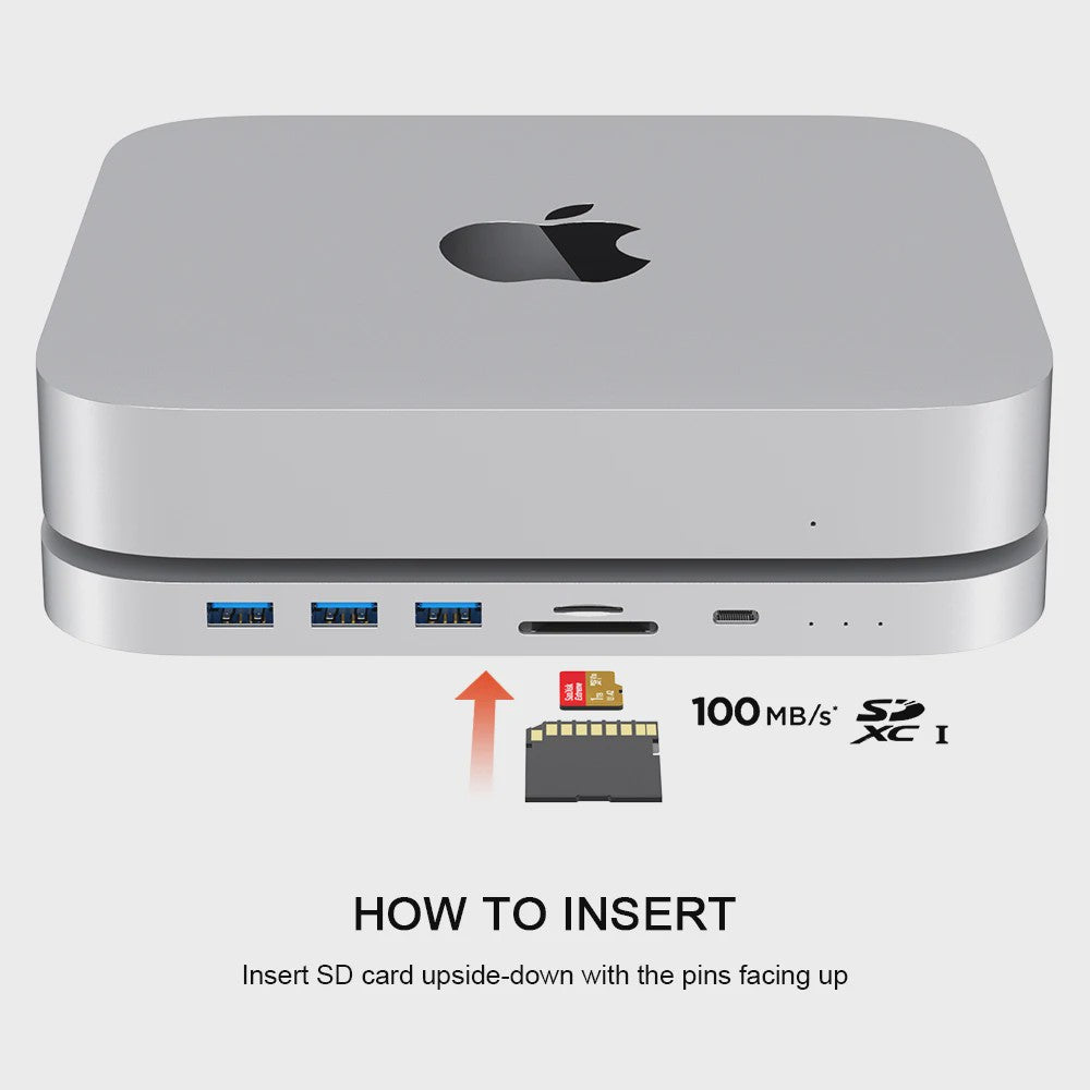Qwiizlab USB-C Hub Docking Station voor Mac Mini M2/M1 met Dubbele Drive Enclosure & Card Reader